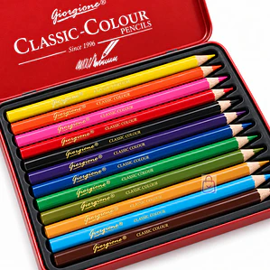  12 Lápices De Colores Caja Metálica Con Dorado - PS