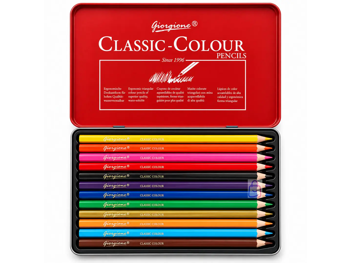  12 Lápices De Colores Caja Metálica Con Dorado - PS 1