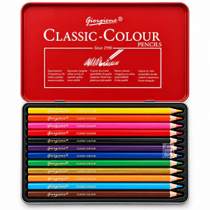  12 Lápices De Colores Caja Metálica Con Dorado - PS