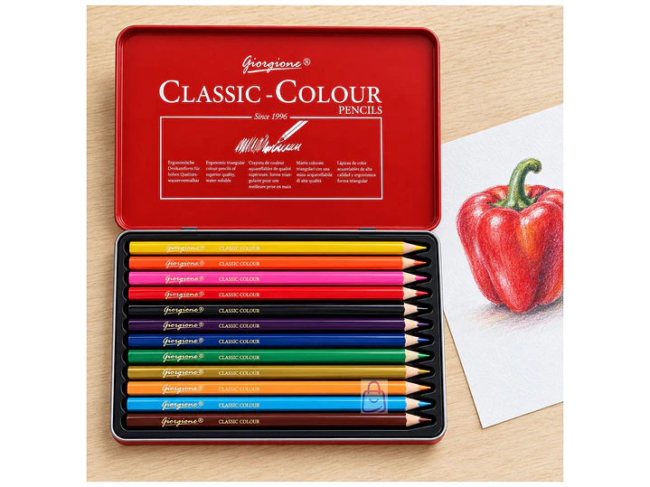  12 Lápices De Colores Caja Metálica Con Dorado - PS 3