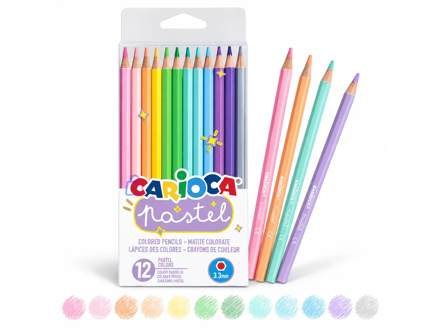 Lápices de Colores Pastel Carioca 12 Unidades Surtidos - PS 4