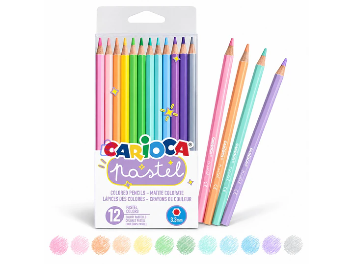 Lápices de Colores Pastel Carioca 12 Unidades Surtidos - PS 4