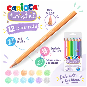 Lápices de Colores Pastel Carioca 12 Unidades Surtidos - PS