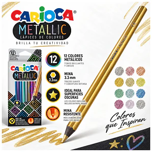 Lápices Metálicos Carioca 12 Colores Para Cartulina Negra - PS