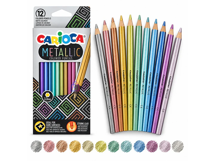 Lápices Metálicos Carioca 12 Colores Para Cartulina Negra - PS 4