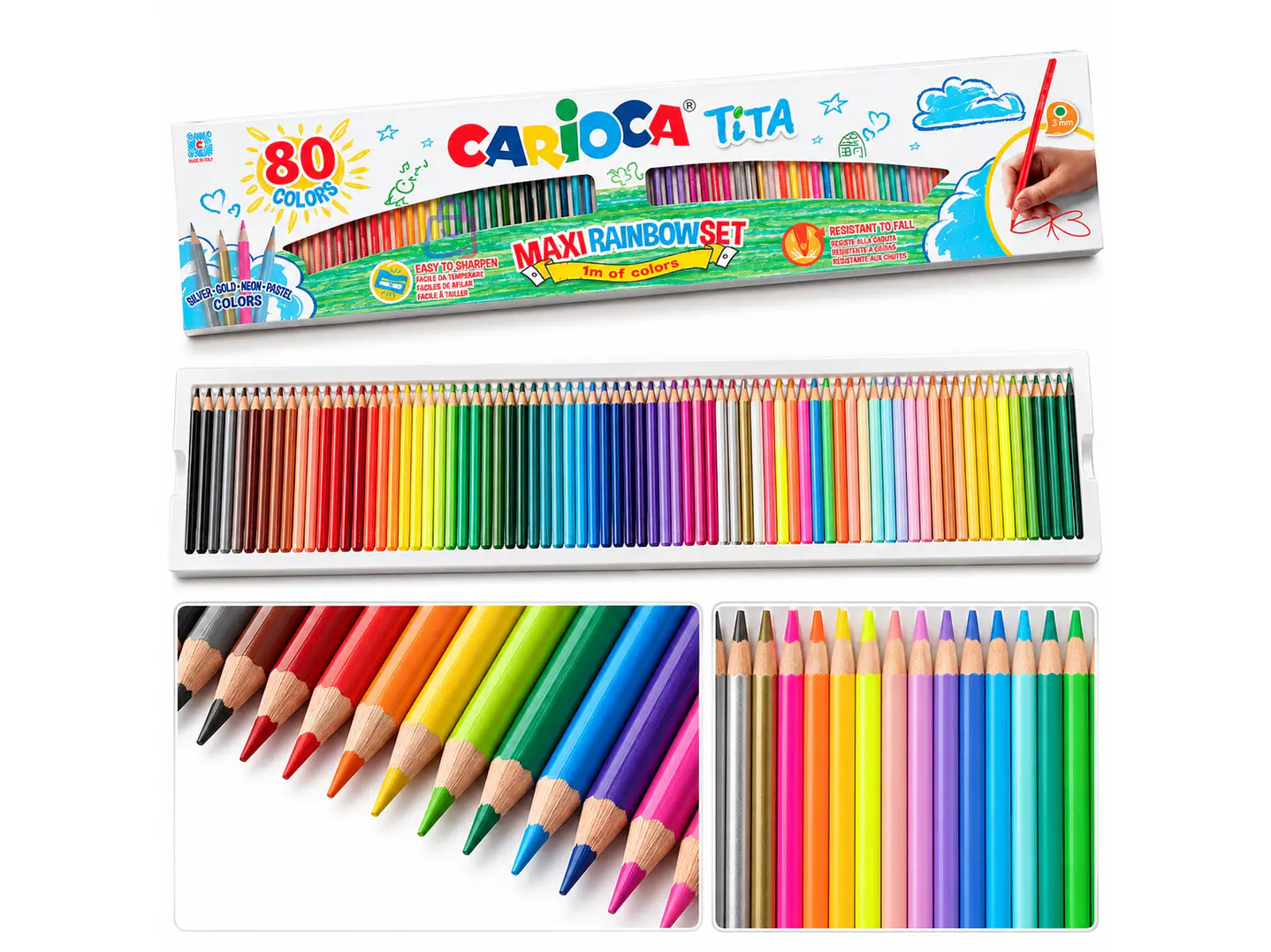 Lápices de Colores Carioca Tita 80 Unidades Maxi Set - PS 2