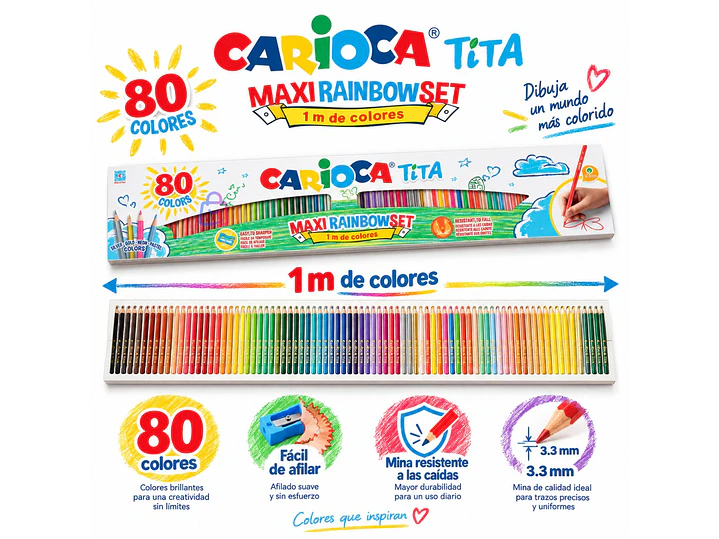 Lápices de Colores Carioca Tita 80 Unidades Maxi Set - PS 3