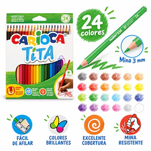Lápices de Colores Carioca Tita 24 Resistentes Lavables - PS