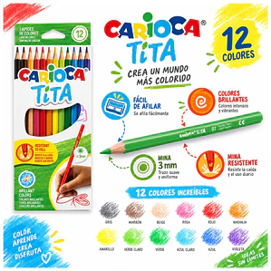 Lápices de Colores Carioca Tita 12 Resistentes Lavables - PS