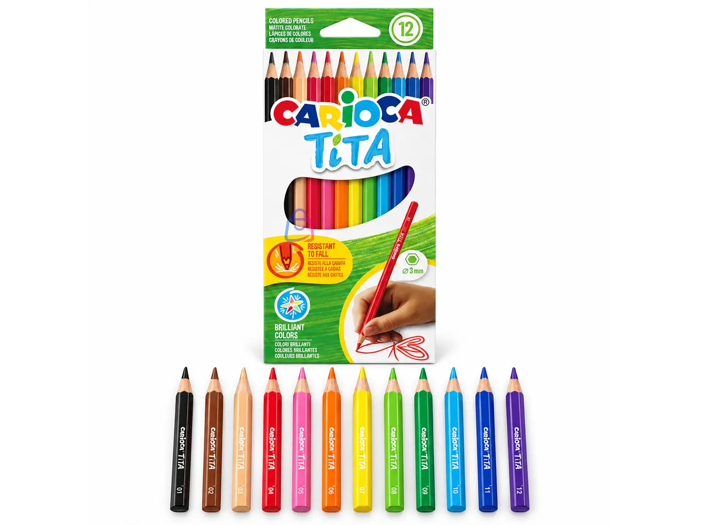 Lápices de Colores Carioca Tita 12 Resistentes Lavables - PS 4