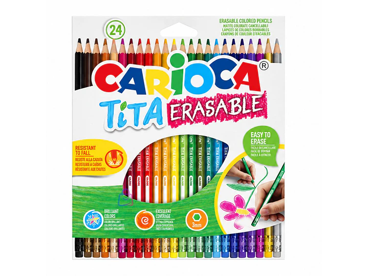 Lápices Borrables Carioca Tita 24 Colores Escolares - PS 4