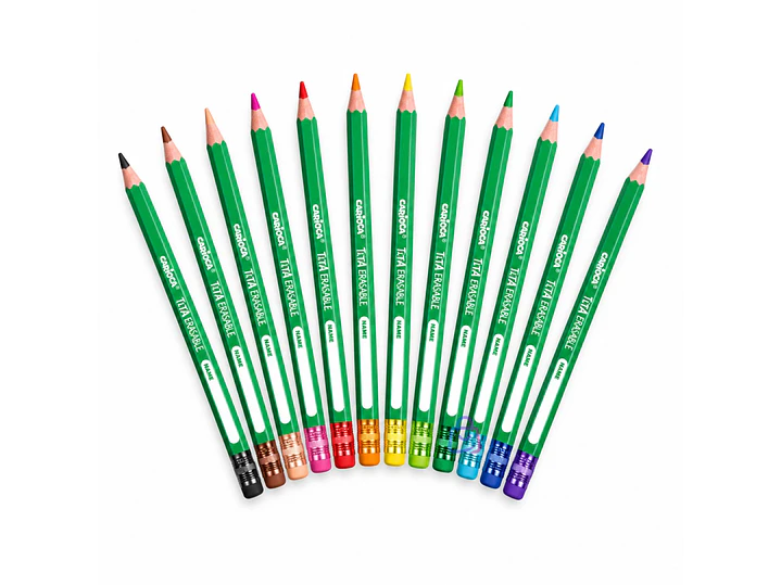 Lápices Borrables Carioca Tita 12 Colores Con Goma - PS 1
