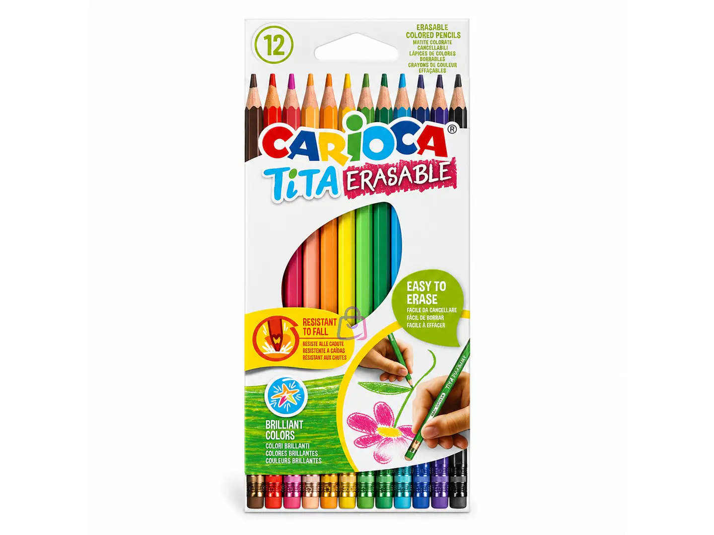 Lápices Borrables Carioca Tita 12 Colores Con Goma - PS 4