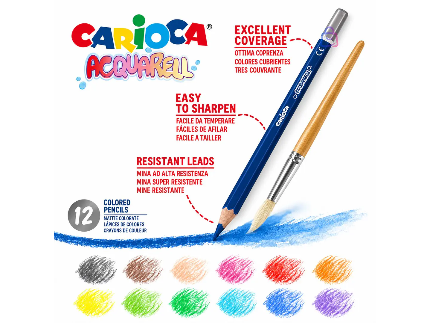 Lápices Acuarelables Carioca 12 Colores Caja Metálica - PS 2