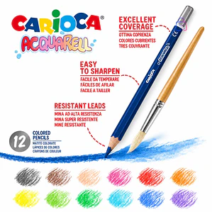 Lápices Acuarelables Carioca 12 Colores Caja Metálica - PS