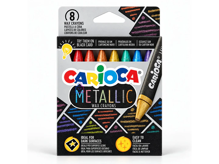 Crayones Metálicos Carioca 8 Colores - PS 4