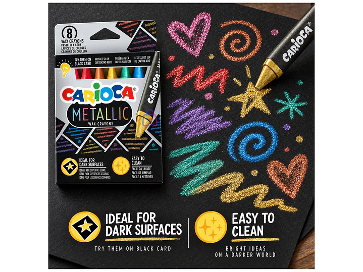 Crayones Metálicos Carioca 8 Colores - PS 2