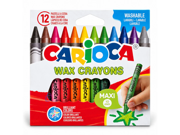 Crayones Jumbo Carioca 12 Colores Lavables Infantiles - PS 4