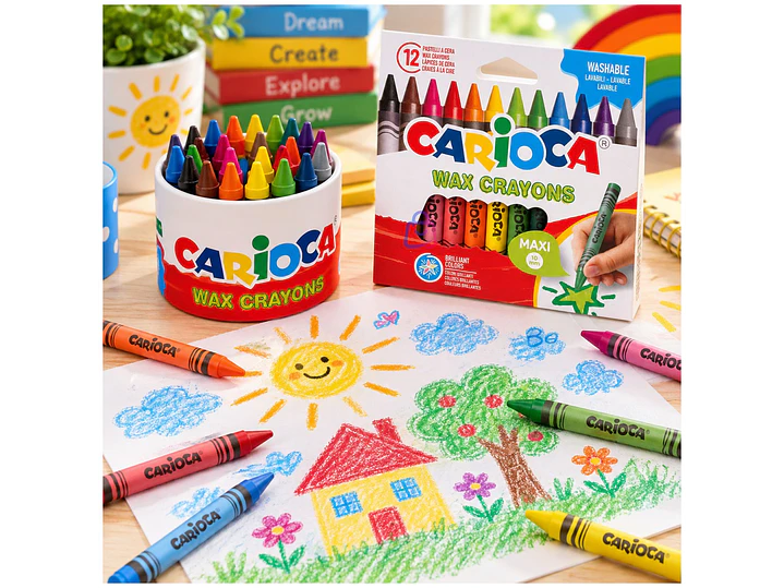 Crayones Jumbo Carioca 12 Colores Lavables Infantiles - PS 3