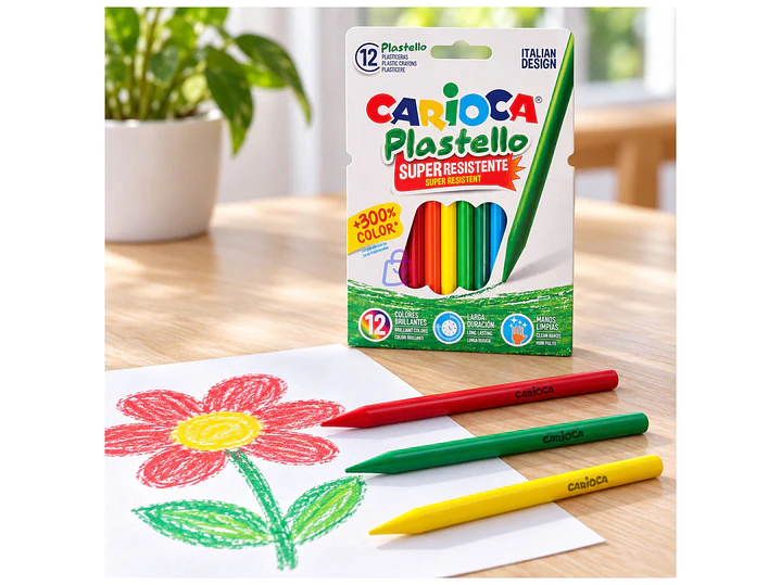 Crayones Carioca Plastello 12 Unidades Colores Lavables - PS 3