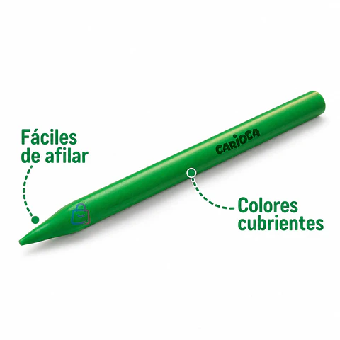Crayones Carioca Plastello 12 Unidades Colores Lavables - PS