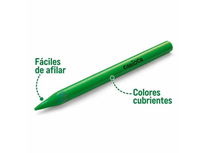 Crayones Carioca Plastello 12 Unidades Colores Lavables - PS 2