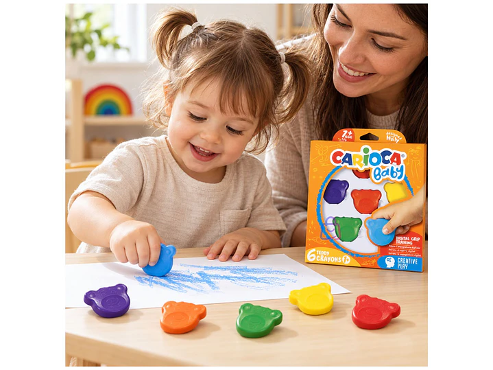 Crayones Carioca Baby Teddy 6 Colores Bebés - PS 3