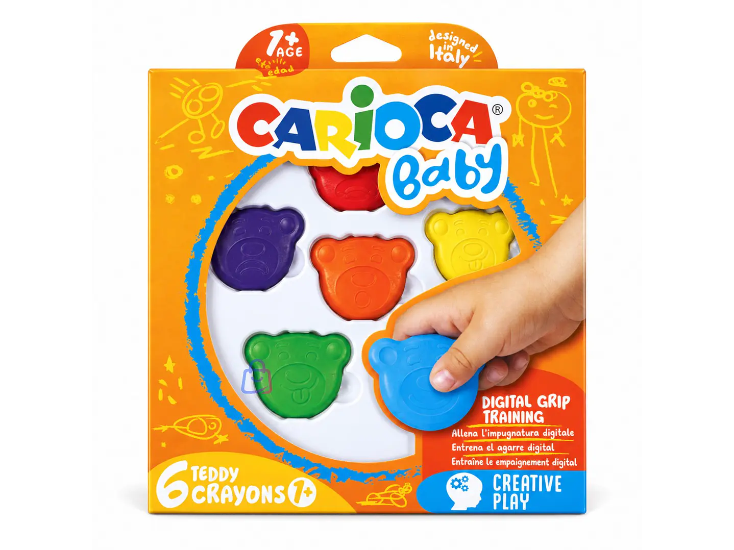 Crayones Carioca Baby Teddy 6 Colores Bebés - PS 4