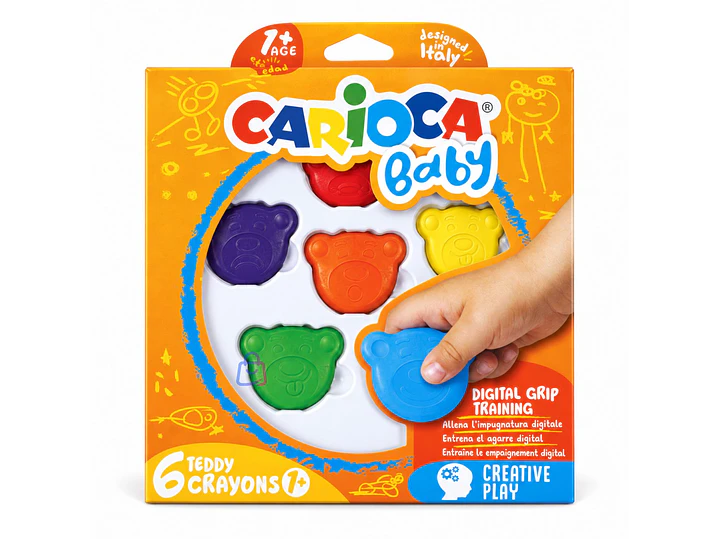 Crayones Carioca Baby Teddy 6 Colores Bebés - PS 4