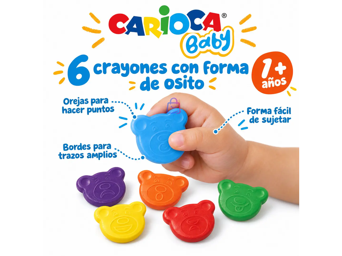 Crayones Carioca Baby Teddy 6 Colores Bebés - PS 2