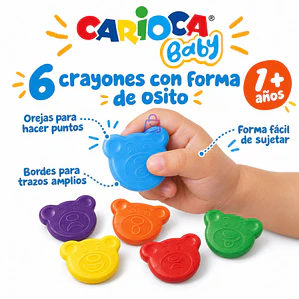 Crayones Carioca Baby Teddy 6 Colores Bebés - PS