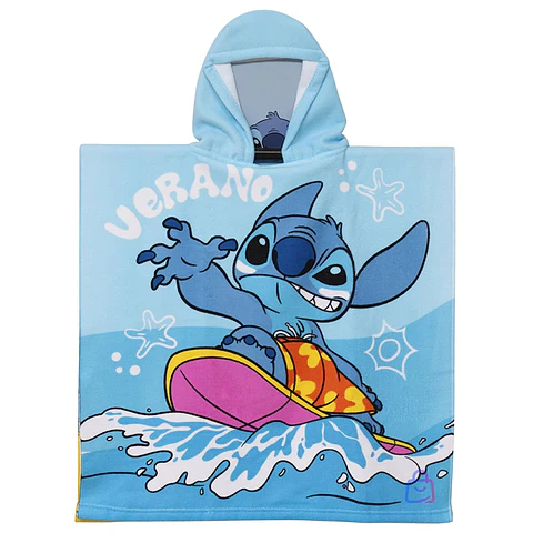 Toalla Stitch Surf Con Capucha Microfibra Playa 60x60 - PS