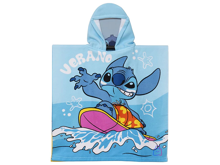 Toalla Stitch Surf Con Capucha Microfibra Playa 60x60 - PS 1