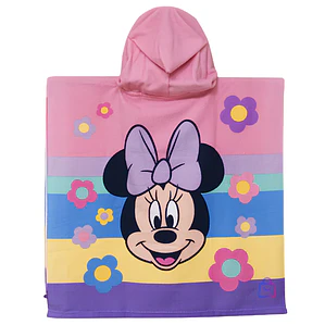 Toalla Playa Capucha Minnie Flores 60x60 Cm Microfibra - PS