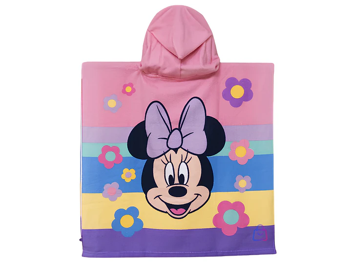 Toalla Playa Capucha Minnie Flores 60x60 Cm Microfibra - PS 2