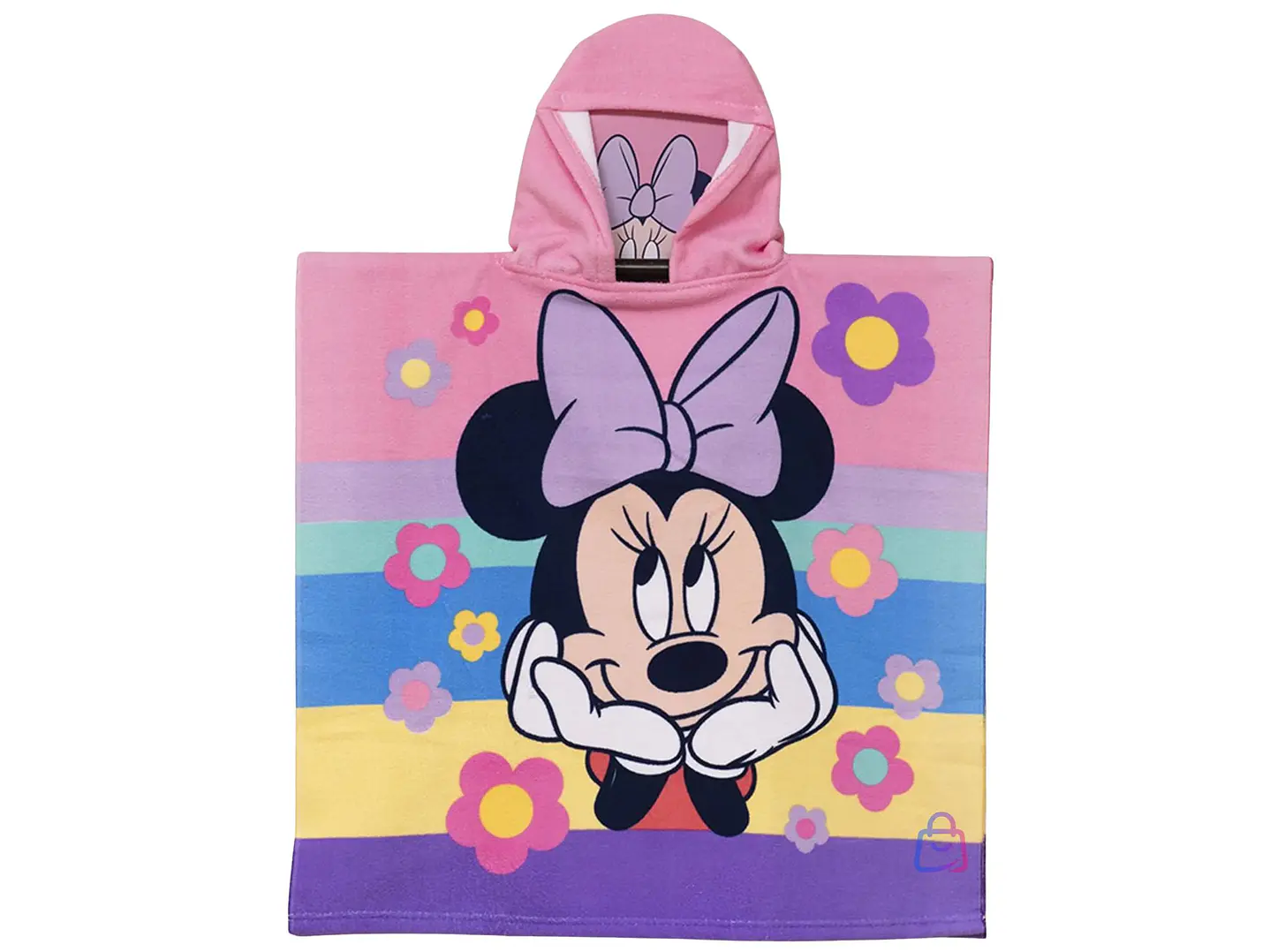 Toalla Playa Capucha Minnie Flores 60x60 Cm Microfibra - PS 1