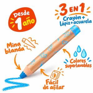 Crayones Carioca Baby 3 En 1 Acuarelables 6 Colores - PS