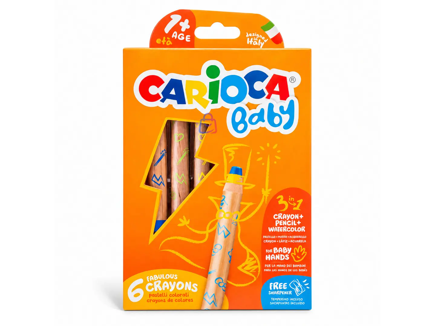 Crayones Carioca Baby 3 En 1 Acuarelables 6 Colores - PS 4