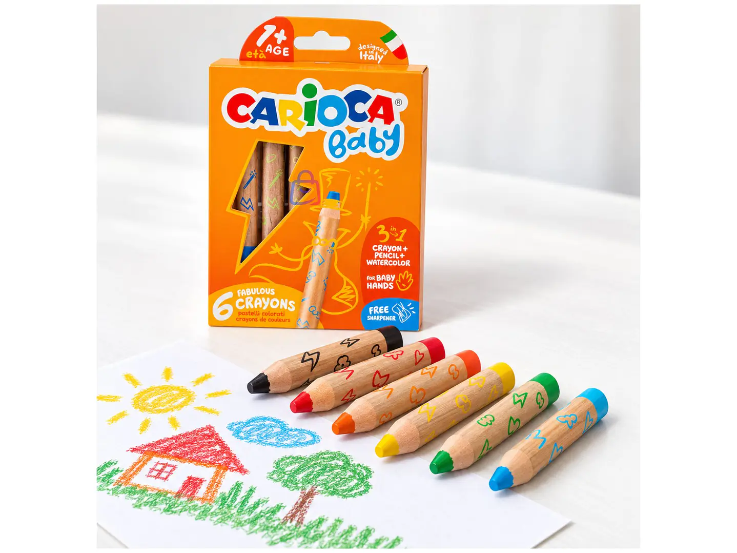 Crayones Carioca Baby 3 En 1 Acuarelables 6 Colores - PS 3