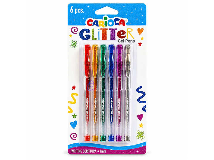 Bolígrafos Gel Glitter Carioca 6 Colores Punta 1 Mm - PS 4