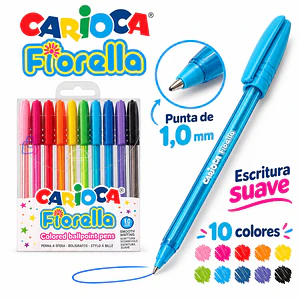 Bolígrafos Carioca Fiorella 10 Colores Punta 1 Mm - PS