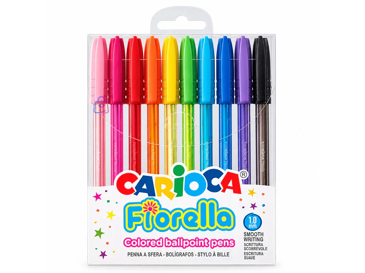 Bolígrafos Carioca Fiorella 10 Colores Punta 1 Mm - PS 4