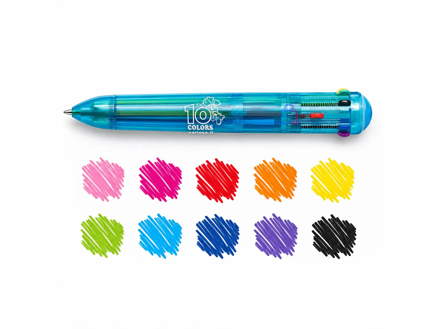Bolígrafo Carioca 10 Colores Fluo Retráctil Punta 1 Mm - PS 3
