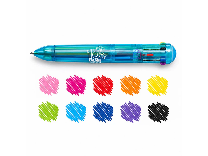 Bolígrafo Carioca 10 Colores Fluo Retráctil Punta 1 Mm - PS 3