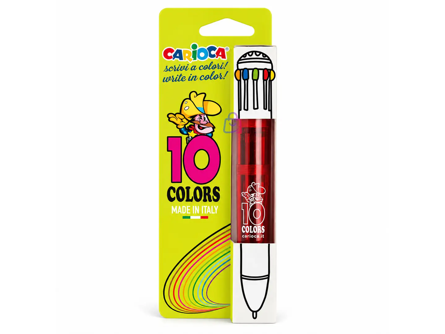 Bolígrafo Carioca 10 Colores Fluo Retráctil Punta 1 Mm - PS 4