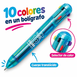 Bolígrafo Carioca 10 Colores Fluo Retráctil Punta 1 Mm - PS