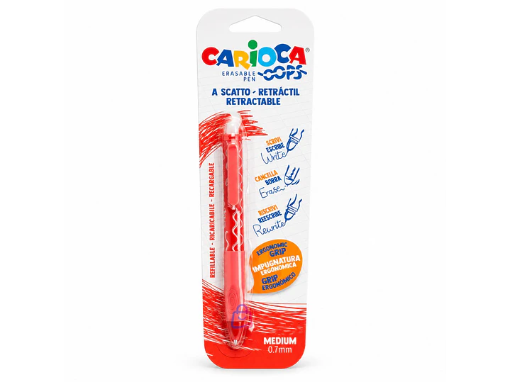 Bolígrafo Borrable Carioca Oops Rojo Retráctil - PS 4