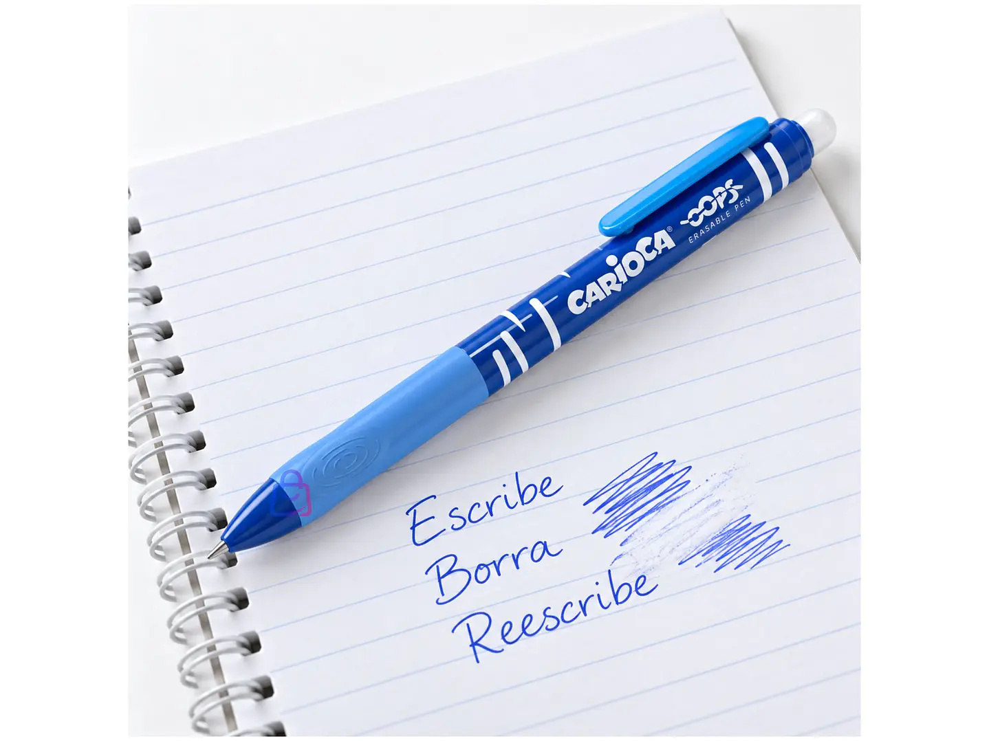 Bolígrafo Borrable Carioca Oops Azul Retráctil - PS 3