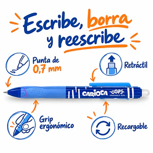 Bolígrafo Borrable Carioca Oops Azul Retráctil - PS