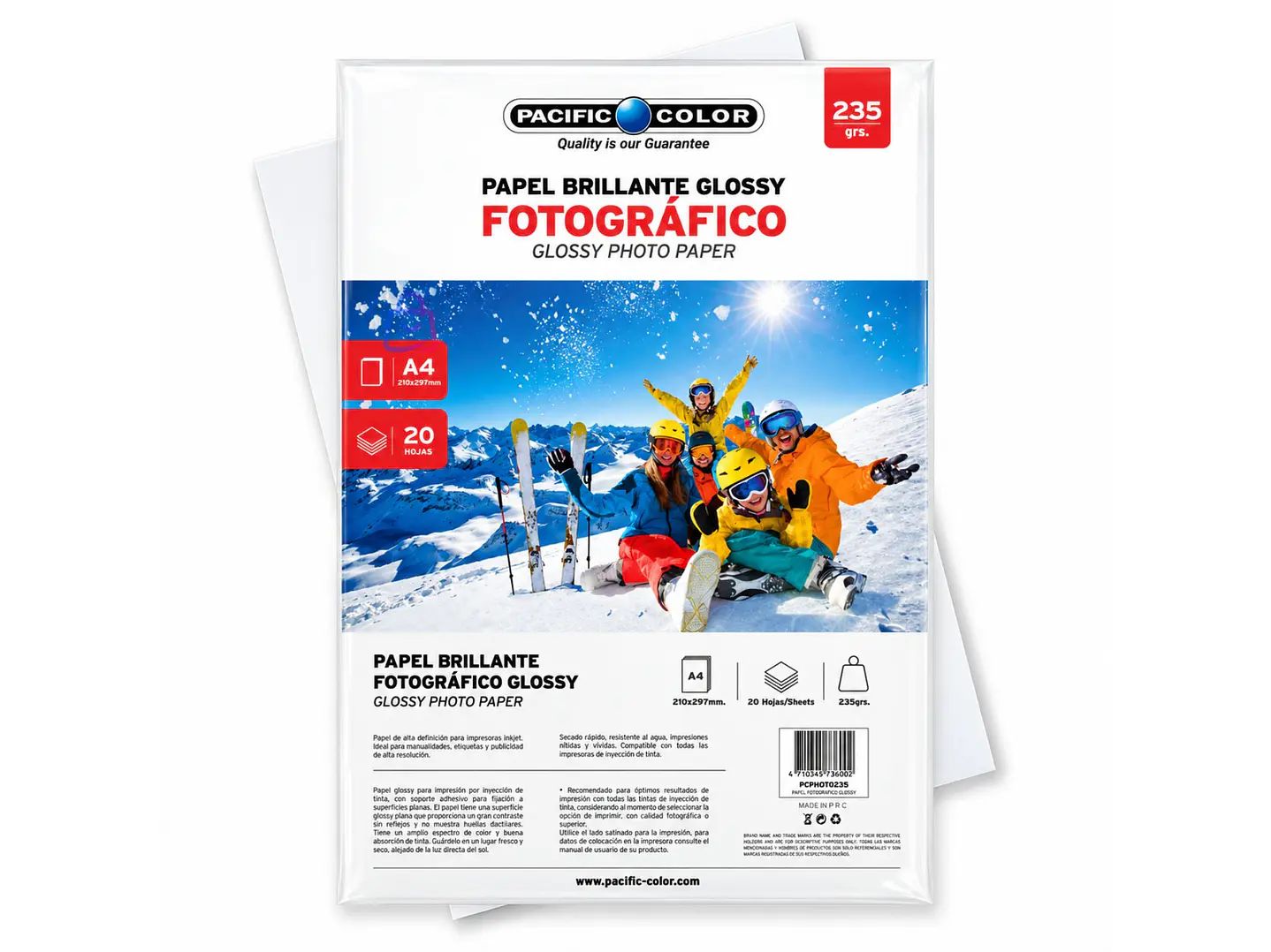 Papel Fotográfico A4 235g 20 Hojas Inkjet Brillante - PS 4